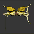 Golden Winged Mythical Figure With Ornate Armor And Holding Weapons
