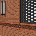 Brick Feature Wall With Perforated Grille And Wall Lamps Design 3d model
