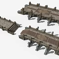 Detailed Stone Bridge 3D Model with Decorative Railings Steps and Textured Surface