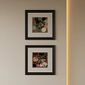 Abstract Paintings in Black Frames Featuring Abstract Colors and Shapes on Wall 3d model