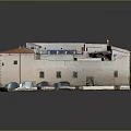 Courtyard Building Architectural Model With Red Tiled Roof White Walls And Central Greenery