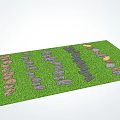 Stepping Stones on Green Grass with Various Colored Stones and Patterns