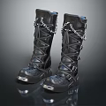 Black high top lace up boots with chains metal buckles and decorative details
