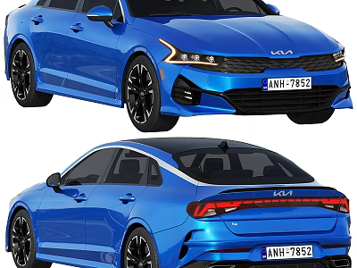 Stylish Blue Sedan With Sleek Body Black Wheels And Front Rear Views 3d model