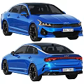 Stylish Blue Sedan With Sleek Body Black Wheels And Front Rear Views