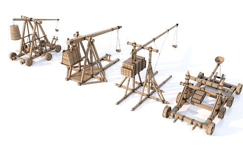 medieval siege weapon throwing car 3d model