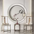 New Chinese Style Casual Table and Chair Combination Single Chair Side Combination 3d model