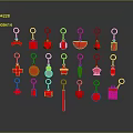 Red Jewelry Pendants With Various Shapes And Silver Hooks Neatly Displayed