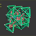 Geometric Decorative Ornament Set with Green Red Frame and 3D White Connector Nodes