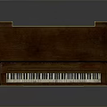 Brown Wooden Upright Piano With Keyboard And Golden Pedals For Home Use
