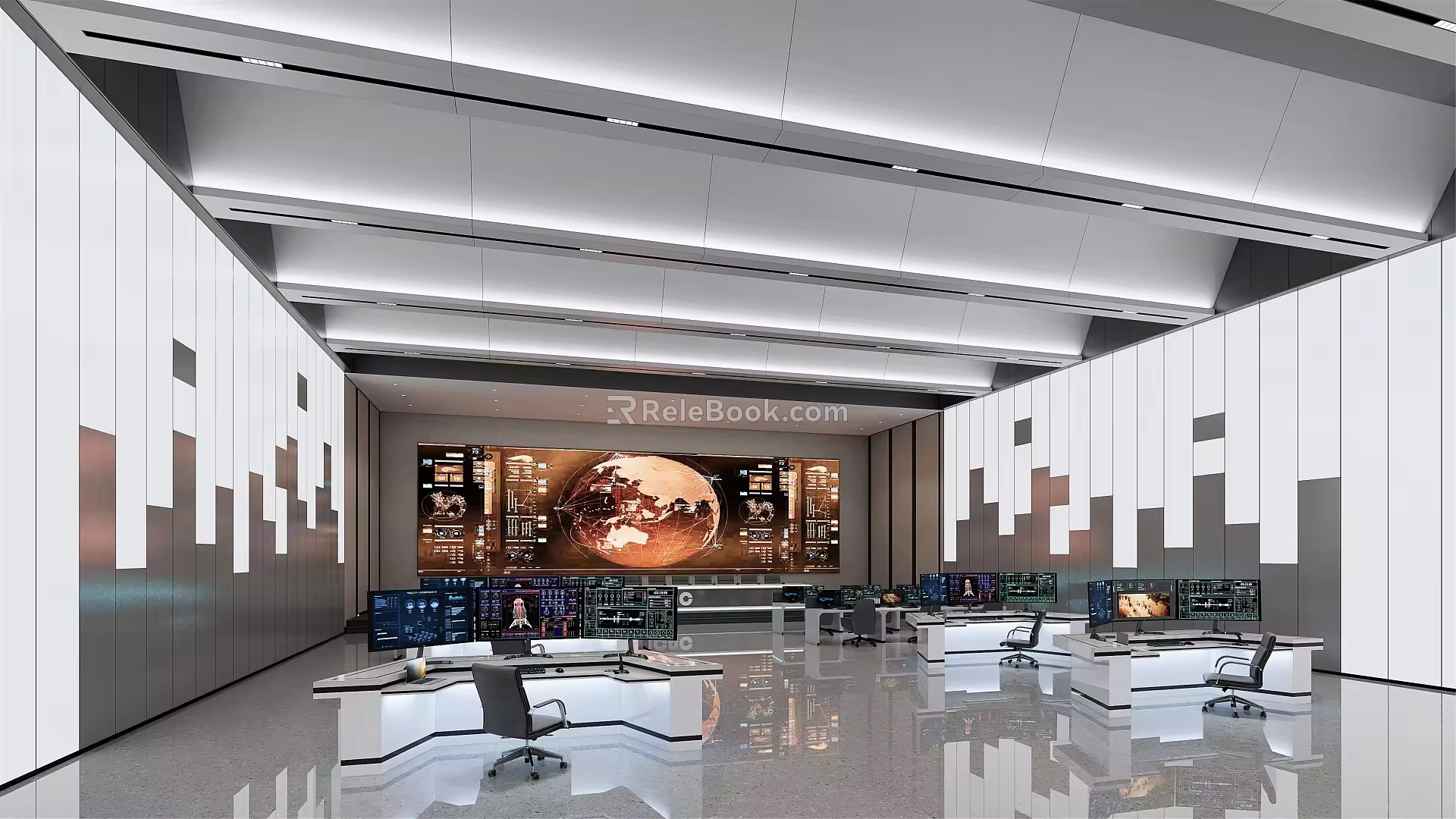 modern command center monitoring command center 3d model