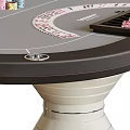 Premium Entertainment Table With Poker Tabletop Design Playing Cards And Colorful Chips