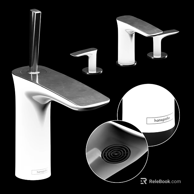 Sleek Modern Faucet Design Featuring Chrome Finish Single Handle And Rotatable Spout Head 3d model 