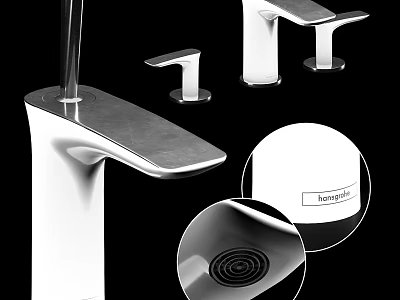 Sleek Modern Faucet Design Featuring Chrome Finish Single Handle And Rotatable Spout Head 3d model