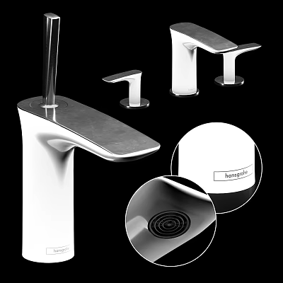 Sleek Modern Faucet Design Featuring Chrome Finish Single Handle And Rotatable Spout Head 3d model
