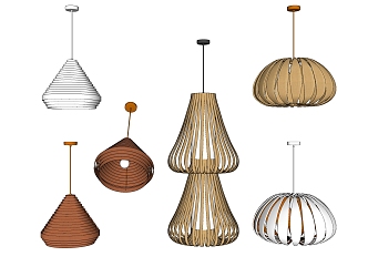 New Chinese Chandelier Bamboo Chandelier Combination 3d model