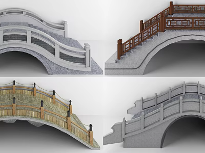 Chinese-style bridge arch bridge combination 3d model