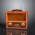 Vintage Radio With Orange Brown Exterior Knobs Antenna And Handle For Home
