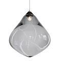 Two Oversized Glass Pendant Lamps With White Swirl Patterns And Hanging Small Decorative Pendants