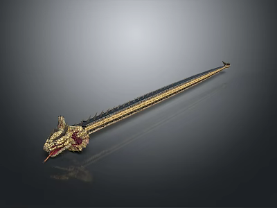 Intricate Reptile Shaped Decorative Ornament with Gold Black and Red Accents 3d model