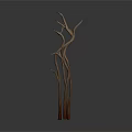 Artistic Brown Twisted Branches Decorative Sculpture On White Background With Reflection 3d model