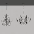 Modern Chandeliers With Multiple Bulbs And Metal Frames In Minimalist Interior 3d model