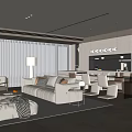 Modern Living And Dining Room Interior Design With Sofa Coffee Table And Pendant Lights