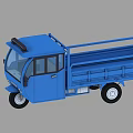 Blue Three Wheel Cargo Truck With Cab And Open Truck Bed