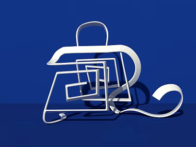White Abstract Geometric Structure Design With Curved Elements On Blue Background 3d model