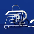 White Abstract Geometric Structure Design With Curved Elements On Blue Background