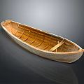 Vintage Wooden Boat Featuring Classic Ribbed Structure And Natural Wood Grain Surface