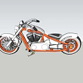 Orange And Chrome Custom Motorcycle With White Rim Wheels And Sleek Body Design