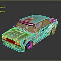 Gray And Orange Modified Race Car With Number 55 Stickers And Racing Livery