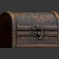 Vintage Wooden Chest With Carved Floral Patterns And Metal Lock Closure