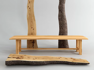 Natural Log Wooden Bench With Smooth Surface And Tree Trunk Elements 3d model Natural Log Wooden Bench With Smooth Surface And Tree Trunk Elements 3d model