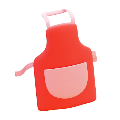 Stylish Red Apron with Pink Straps and Front Pocket for Kitchen Activities 3d model