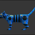 Blue Mechanical Cat Character With Yellow Accents And Detailed Robotic Design