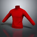 Cute Animal Wearing Red Turtleneck Sweater Standing On Gray Surface 3d model