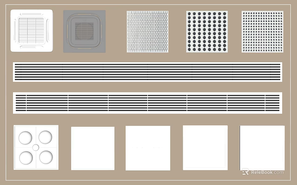 Air Conditioner Vents With Various Grid Patterns And Linear Designs For Home Interior 3d model 
