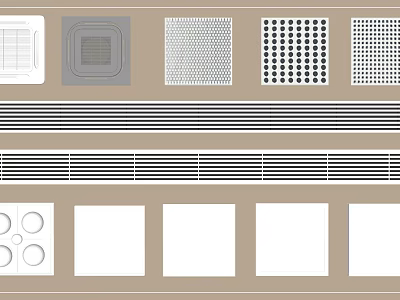 Air Conditioner Vents With Various Grid Patterns And Linear Designs For Home Interior 3d model
