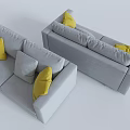 Modern Gray Casual Sofa Set With Yellow And Gray Decorative Pillows 3d model