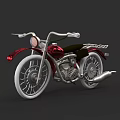 Vintage Red and Black Motorcycle with Metallic Parts White Rims and Round Headlight