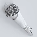 Bouquet of Black Roses Wrapped in Kraft Paper with White Ribbon