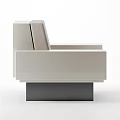 Modern Minimalist Single Sofa With Light Gray Cushions Ivory White Frame And Dark Metal Base