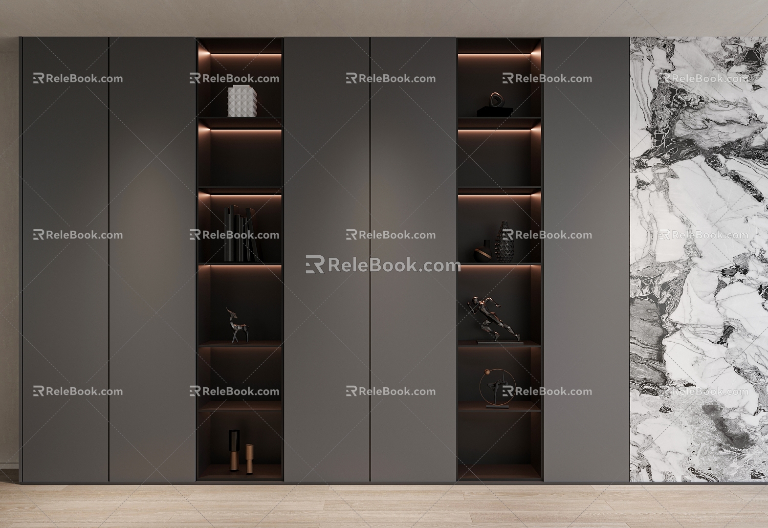 Modern Bookcase Decorative Cabinet 3d model