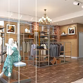 Stylish Modern Clothing Store Interior Design With Mannequins Clothing Display Racks And Exquisite Indoor Decorations