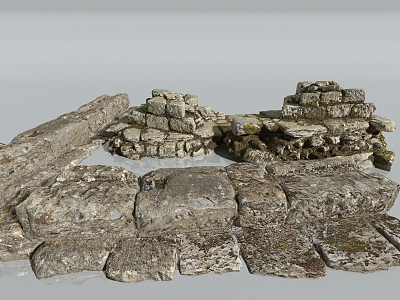 Ruins Stone Mill Stone Curb Stone Roadside Stone Remains Stone Pile Great Wall Remains Building 3d model