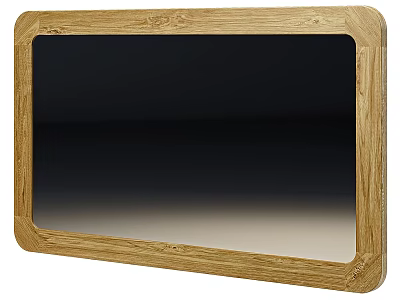 Rectangular Wall Mirror With Natural Wooden Textured Frame For Home Decor 3d model