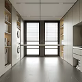 Modern Laundry Room With Washing Machine Dryer Cabinets And Large Windows