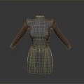 Gray Long Sleeved High Neck Dress With Color Block Design And Pleated Skirt